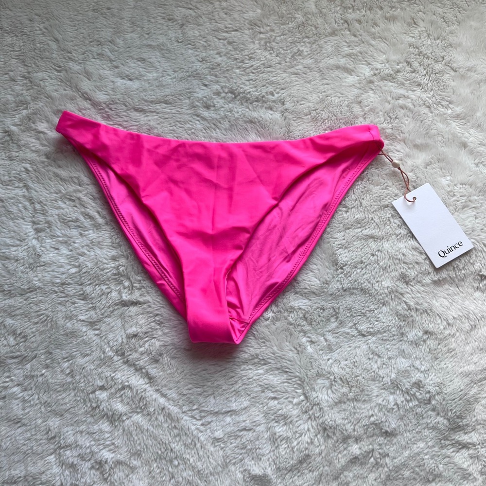 Quince Womens Recycled Bikini Bottom Hot Pink Low Rise Swim Size Medium ATG001